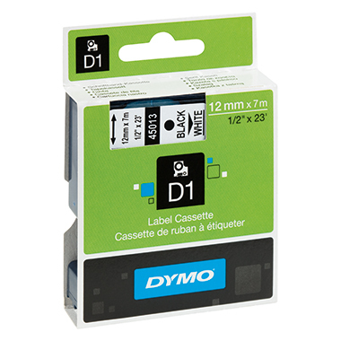 DYMO® Schriftbandkassette D1 12 mm x 7 m (B x L) schwarz auf weiß