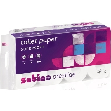 Toilettenpapier Satino by WEPA Prestige, 3-lagig, hochweiß, Pack 72 Rollen à 250 Blatt
