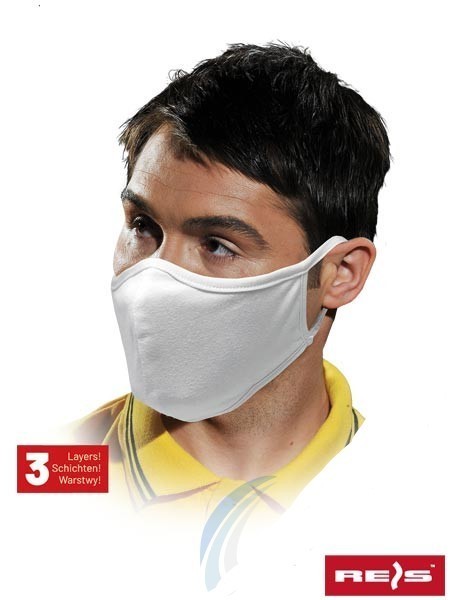 Atemschutzmaske Mundschutz Maske waschbar 3 lagig, weiß