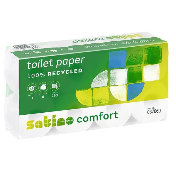 Toilettenpapier Satino by WEPA Comfort, 3-lagig, hochweiß, Pack 72 Rollen à 250 Blatt