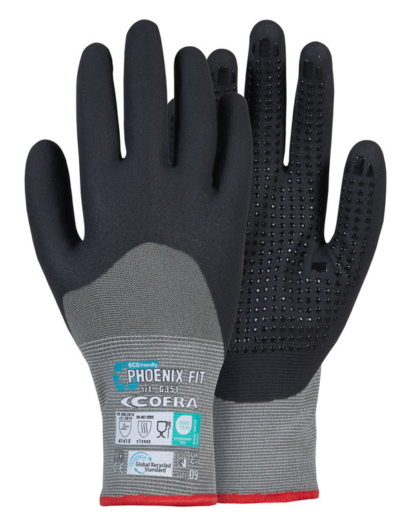 COFRA PHOENIX FIT Nitril Handschuhe mit Noppen (12 Stück Packg.)